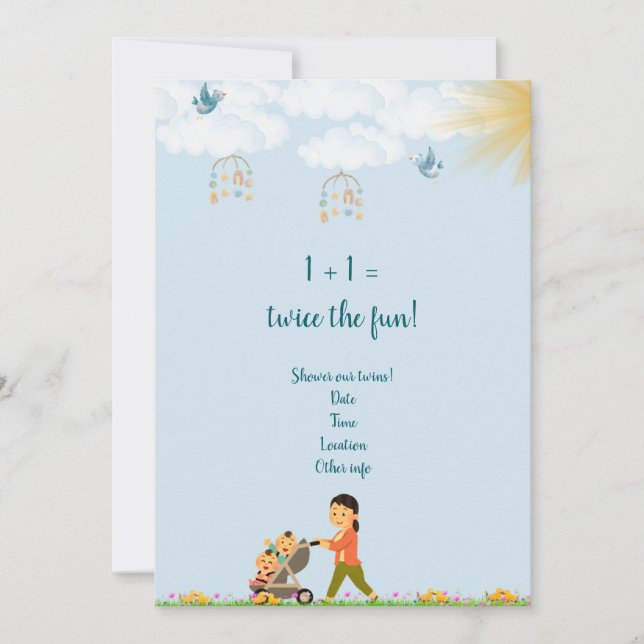 Spring Twin Baby Shower Invitation (Front)