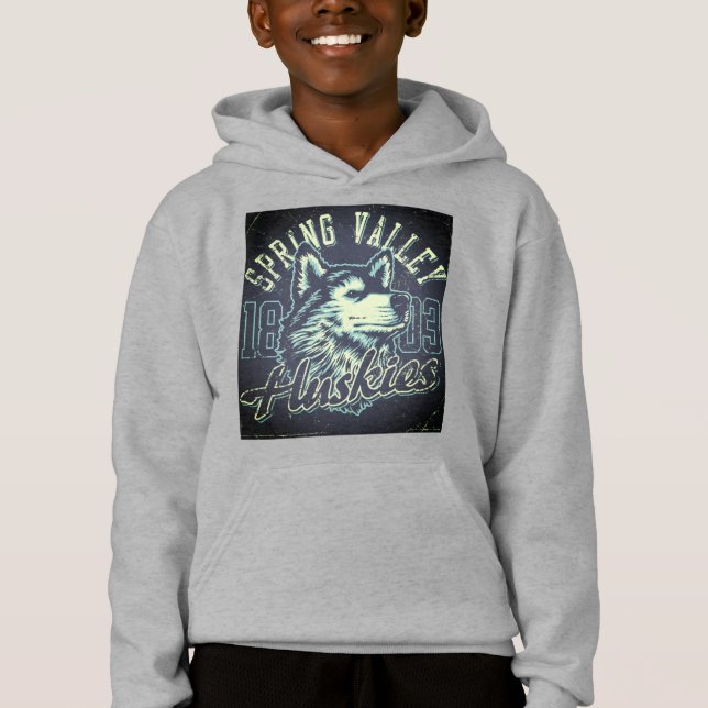 Spring Valley Huskies Retro Vintage Hoodie (Front)