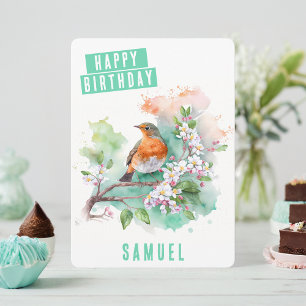 Spring vibes Robin Birthday Card