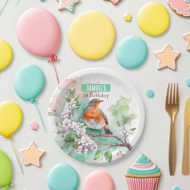 Spring vibes Robin -  Birthday Party - Paper Plate (Creator Uploaded)