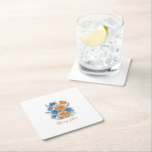 Spring VIbes Square Paper Coaster