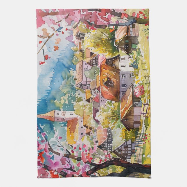 Spring Village Kitchen Towel (Vertical)