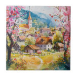 Spring Village Tile<br><div class="desc">A Watercolour Village in Springtime</div>