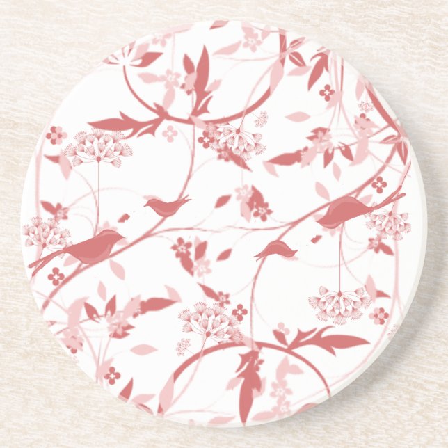 Spring Vines and Birds Companions Beverage Coaster (Front)