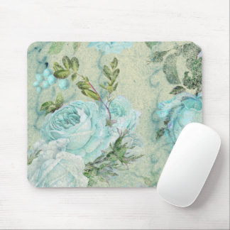SPRING VINTAGE BLUE ROSE MOUSE PAD