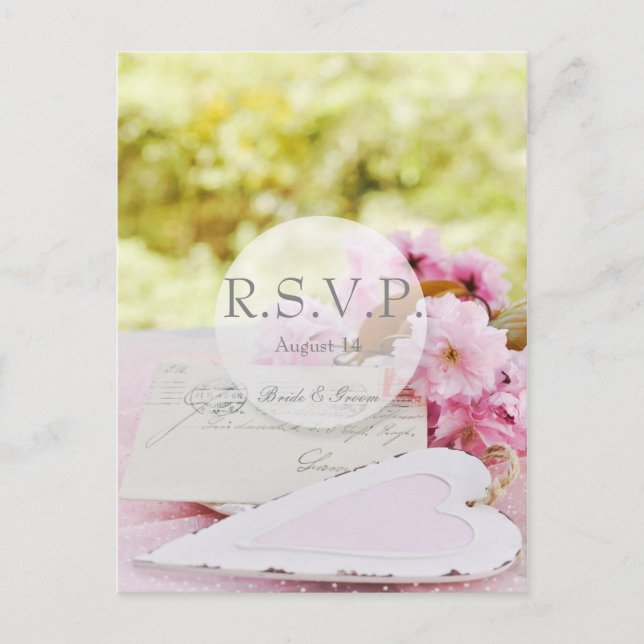 Spring vintage flower loveletter wedding  RSVP Invitation Postcard (Front)