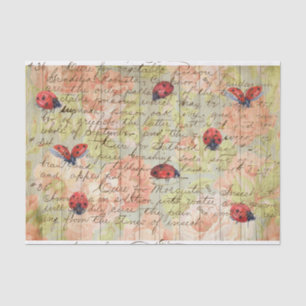 Spring Vintage Roses and LadyBug Decoupage Tissue Paper
