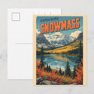 Spring vintage SNOWMASS aspen Colorado skiing gift Holiday Postcard