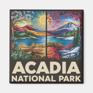Spring vs Autumn Acadia National Park Gift  Magnet