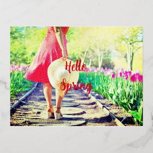 Spring Walk Artwork Foil Holiday Postcard