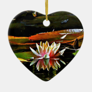 SPRING WATER LILY IN A POND CERAMIC ORNAMENT