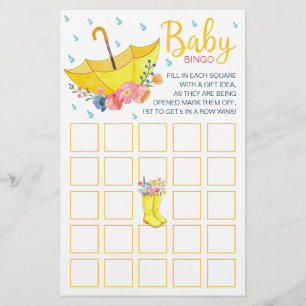 Spring Watercolor Baby Shower Bingo Game Card – Ap