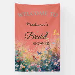Spring Watercolor Birds Floral Monogram Wildflower Banner