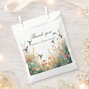 Spring Watercolor Birds Floral Monogram Wildflower Favour Bag