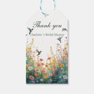 Spring Watercolor Birds Floral Monogram Wildflower Gift Tags