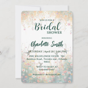 Spring Watercolor Birds Floral Monogram Wildflower Invitation