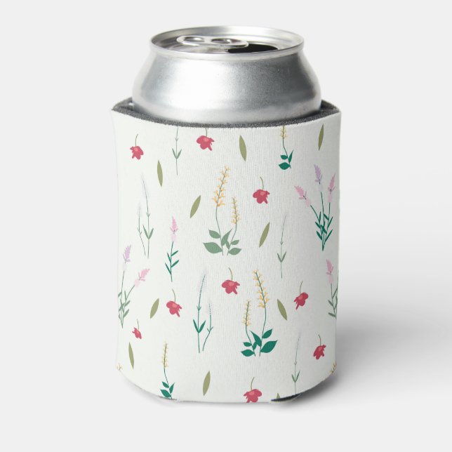 Spring Watercolor Botanical Blooming Seamless Can Cooler (Can Back)