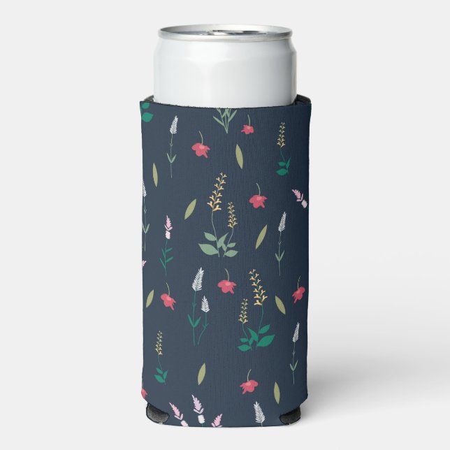 Spring Watercolor Botanical Blooming Seamless Seltzer Can Cooler (Seltzer Front)