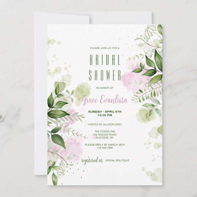 Spring Watercolor Bridal Shower Invitation (Front)
