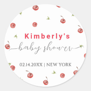 Spring Watercolor Cherry Sweet Baby Shower Classic Round Sticker