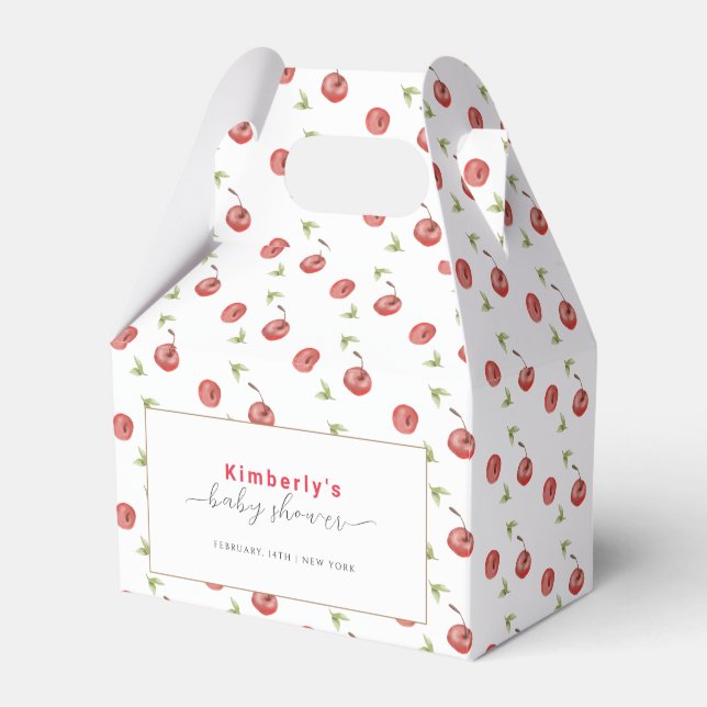 Spring Watercolor Cherry Sweet Baby Shower  Favor Box (Front Side)