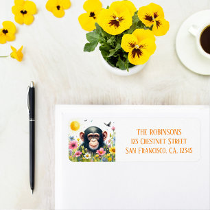 Spring Watercolor Chimpanzé Adresse de retour