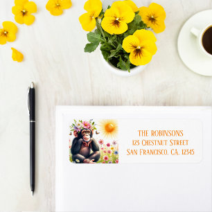 Spring Watercolor Chimpanzé Adresse de retour