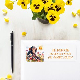 Spring Watercolor Chimpanzee Return Address