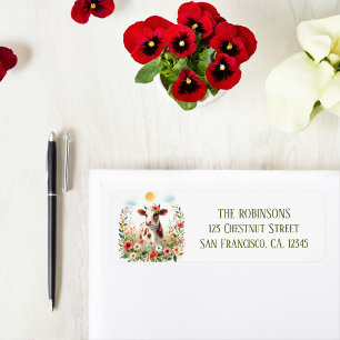 Spring Watercolor Cow Return Address