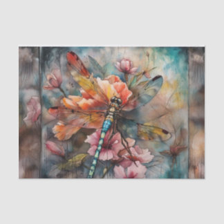Spring Watercolor Dragonfly Decoupage Paper