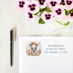 Spring Watercolor Elephant Return Address