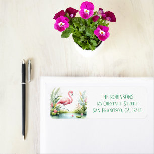 Spring Watercolor Flamingo Return Address
