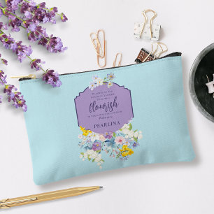 Spring Watercolor Floral Bible Verse Personalized Accessory Pouch
