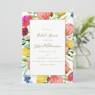 Spring Watercolor Floral Garden Bridal Shower Invitation
