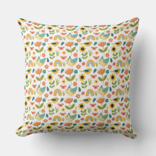 Spring watercolor floral Pattern Wrapping Paper Throw Pillow