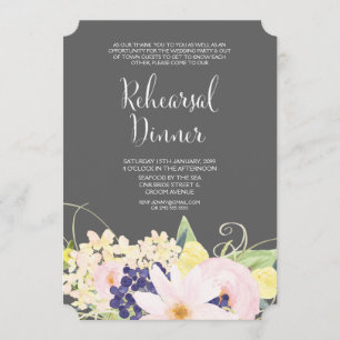 Spring Watercolor Floral Rehearsal Dinner Invite