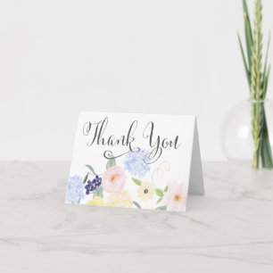 Spring Watercolor Floral Thank You Greeting Card