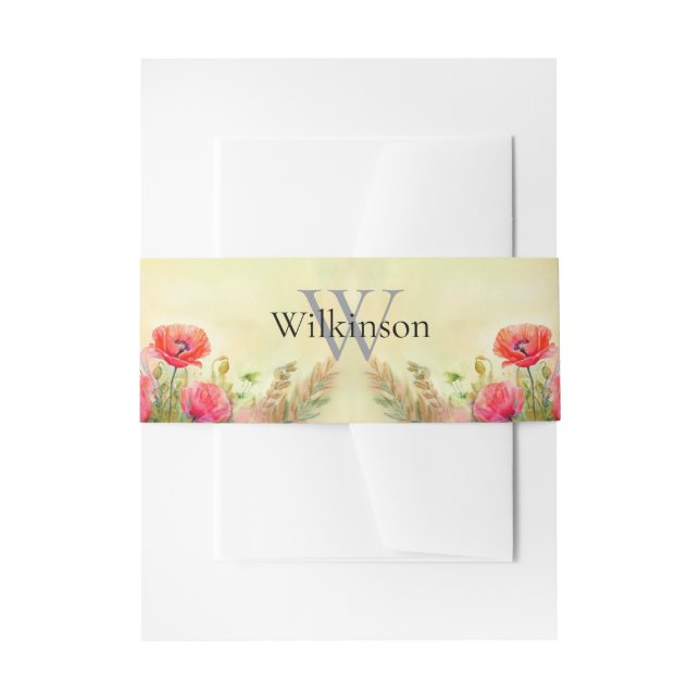 Spring Watercolor Floral Wedding  Invitation Belly Band (Front Example)