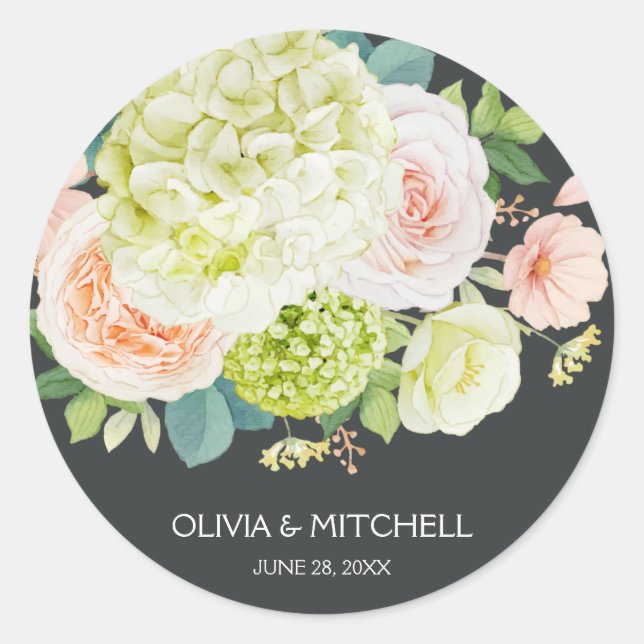 Spring Watercolor Florals Classic Round Sticker (Front)