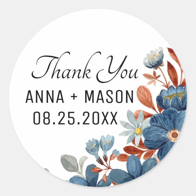 Spring watercolor flower classic round sticker (Front)
