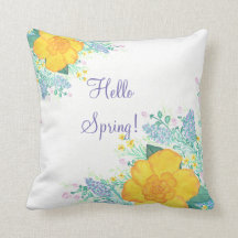 Spring Watercolor Flower Pillow