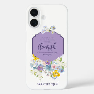 Spring Watercolor Flowers Bible Verse Personalized iPhone 16 Case