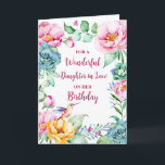 Spring Watercolor Flowers Daughter in Law Birthday Card<br><div class="desc">Birthday card for daughter in law with vintage colourful watercolor flowers and thoughtful verse.</div>