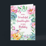 Spring Watercolor Flowers Granddaughter Birthday Card<br><div class="desc">Birthday card for granddaughter with vintage colourful watercolor flowers and thoughtful verse.</div>