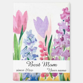 SPRING WATERCOLOR FLOWERS - MOTHER'S DAY BEST MOM MAGNET