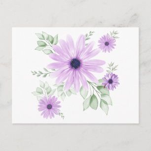 Spring watercolor flowers postcard