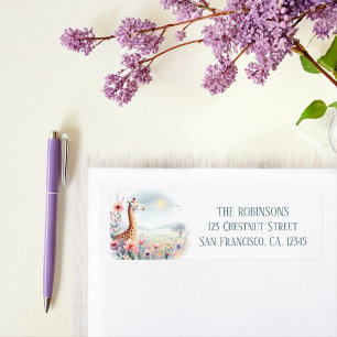 Spring Watercolor Giraffe Return Address
