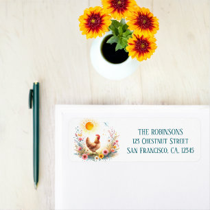 Spring Watercolor Hen Return Address