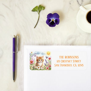 Spring Watercolor Kitten Return Address