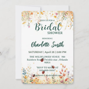 Spring Watercolor ladybug Floral Wildflower Name Invitation